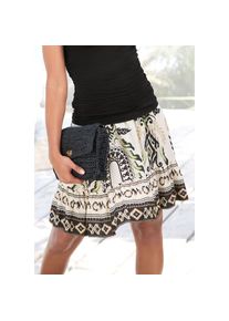 Buffalo, Unisex, Webrock &raquo;mit Volant am Saum und Alloverprint im Ethnolook&laquo; kurzer Sommerrock, Minirock mit bequemem Schlupfbund, sommerliche Ware, 