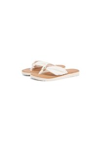Tommy Hilfiger, Unisex, Zehentrenner &raquo;TH LTR FOOTBED SUMMER SANDAL&laquo; Sommerschuh, Strandschuh, Dianette, Flat mit Logoemblem, creme, 35, Sommerschuh 
