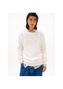 Tommy Jeans, Unisex, Strickpullover &raquo;BADGE CABLE&laquo; Slim Fit, Rundhals, ancient wei&szlig; tonal, L, Rundhalspullover von Tommy Jeans