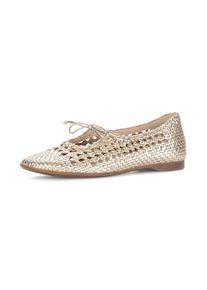 Gabor, Unisex, Ballerina , Sommerschuh in modischer Flecht- und Metallicoptik, champagner, 41, Modischer Ballerina mit Schn&uuml;rung