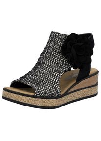Rieker, Unisex, Schaftsandalette Keilsandale, Sommerschuh, Plateausandalette mit Bl&uuml;te, schwarz, kombiniert, 43, Sandalette mit praktischem 