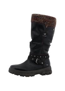 Mustang Shoes, Unisex, Winterstiefel &raquo;Tabitha&laquo; Stiefel mit Zierriemchen und Blockabsatz, schwarz, braun, 37, Normalschaft, Modischer Stiefel mit 