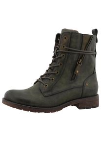 Mustang Shoes, Unisex, Winterstiefelette &raquo;Elfi&laquo; Winterstiefel mit Reissverschluss und markanter Schn&uuml;rung, khaki, 37, Schn&uuml;rboots mit 
