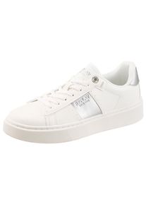 Replay, Unisex, Plateausneaker Halbschuh, Trend-Sneaker, Schn&uuml;rschuh mit Metallic-Akzenten, wei&szlig;, silberfarben, 38, Trendiger Sneaker mit Metallic-