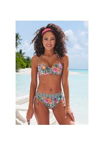 Venice Beach, Unisex, Bikini-Hose &raquo;Summer&laquo; in h&ouml;her geschnittener Form, oliv, bedruckt, 44, N-Gr, Bedruckter Einsatz im floralem Design