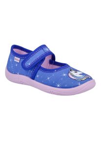 Richter, Unisex, Hausschuh &raquo;Mia WMS: Mittel&laquo; Kindergartenschuhe mit WMS, Gr&ouml;ssenschablone zum Download, blau, 32, Bequemer Hausschuh mit 