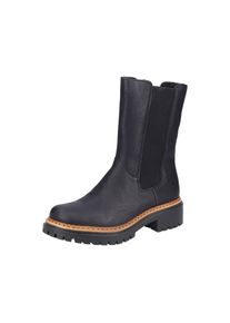 Rieker, Unisex, Chelseaboots Stiefelette, Boots mit breitem Stretch an der Seite, schwarz, 38, Winterstiefelette mit Reissverschluss innen