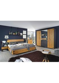 Rauch M&ouml;bel Bett , Dunkelgrau, Eiche Artisan , Kunststoff, Holzwerkstoff , 180x200 cm , Made in Germany, Blauer Engel, Goldenes M , Schlafzimmer, Bett, Doppelbetten