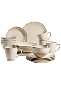 M&auml;ser Kombiservice Nottingham , Beige , Keramik , 20-teilig , 420 ml,600 ml , handbemalt , Geschirr, Geschirr-Sets, Kombiservice