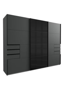 P & B Schiebet&uuml;renschrank , Graphitfarben, Schwarz , Glas, Holzwerkstoff , 6 F&auml;cher , 6 Schublade(n) Schubladen , 270x210x64 cm , BQ - B&uuml;ndnis f&uuml;r Qualit&auml;t, Made in Germany, DIN EN ISO 9001 , Schlafzimmer, Kleiderschr&auml;nke, Schwebet&uuml;renschr&auml;nke