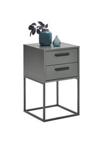 CARRYHOME Nachttisch , Anthrazit, Schwarz , Metall , 2 Schublade(n) Schubladen , 40x65x38.5 cm , Schlafzimmer, Nachttische