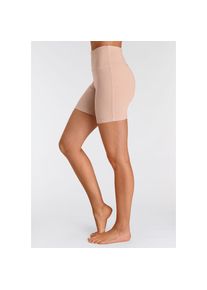 Lascana, Unisex, Lascana Shorts mit breitem B&uuml;ndchen und Logodruck, beige, 32/34, N-Gr, Bequeme sportive Laufshorts
