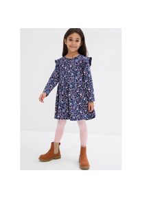bonprix, Unisex, bonprix Jerseykleid aus reiner Baumwolle, mit Bl&uuml;mchenmuster, mit langem Arm, dunkelblau gebl&uuml;mt, 128/134, N-Gr, Aus reiner Baumwolle
