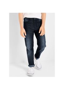 bonprix, Unisex, bonprix Slim-fit-Jeans mit Stretch-Material, mit verstellbarem Bund, leichte Waschung, dunkelblau denim, 158, N-Gr, Slim-fit-Jeans 