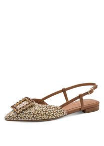 Tamaris, Unisex, Slingpumps , Blockabsatz, Sommerschuh mit schickem Schmuckelement, natur kombiniert, 36, Spitz zulaufender Pumps mit verstellbarem 