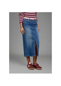 Arizona, Unisex, Jeansrock &raquo;lang&laquo; wadenlang, mit Schlitz, figurbetonte Passform, aus elastischem Denim, blau used, 44, Wadenlanger Jeansrock mit 