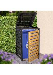 Dobar, Dobar M&uuml;lltonnenbox &raquo;M&uuml;lltonnenverkleidung 120 L, schwarz-braun&laquo; aus robustem lasiertem Fichtenholz, schwarz, braun, Massivholz