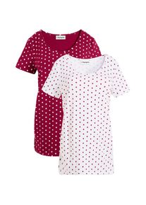 bonprix, Unisex, bonprix Umstandsshirt Packung, 2 Stk. figurbetonte Passform, seitliche Raffungen, gepunktetes Design, beere, wei&szlig; gepunktet, 40/42 (M