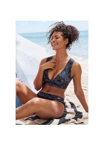 Venice Beach, Unisex, Bustier-Bikini-Top &raquo;Moloka&laquo; mit tropischem Print, schwarz bedruckt, 42, Cup C/D, Floraler Druck - Ton in Ton