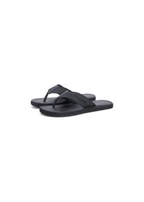 Tommy Hilfiger, Unisex, Zehentrenner &raquo;HILFIGER LEATHER BEACH SANDAL&laquo; Sommerschuh, Flat mit modischer Logostickerei, schwarz, 40, Zehentrenner mit 