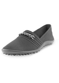 Leguano, Unisex, Barfussschuh &raquo;LADY FAMOUS&laquo; Flats, Ballerina, Bequemschuh mit goldfarbener Zierkette, schwarz, 39, Barfussschuh, der das taktile 