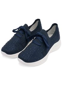Ara, Unisex, Slip-On Sneaker &raquo;SEATTLE&laquo; Keilabsatz, Slipper, Freizeitschuh mit Strasssteinen, H-Weite, nachtblau, 5 (38), Sneaker mit aufgesetzter 