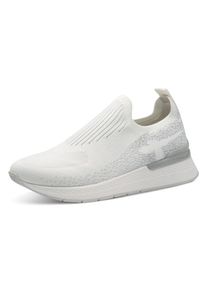 Tamaris, Unisex, Slip-On Sneaker , Keilsneaker, Slipper, Freizeitschuh, Halbschuh mit T-Logoschriftzug, wei&szlig;, silberfarben, 41, Slip-On Sneaker aus 