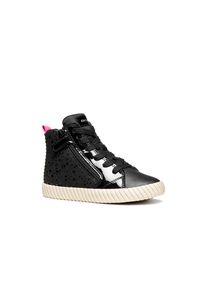 Geox, Unisex, Sneaker &raquo;J MIRROLESS GIRL&laquo; Schn&uuml;rboots mit Warmfutter, Gr&ouml;ssenschablone zum Download, schwarz, 25, Geox High Top Sneaker mit praktischem