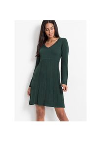 bonprix, Unisex, bonprix Strickkleid f&uuml;r stilvollen Auftritt, aus Baumwolle und Polyacryl, mit Rippen-Mix, tiefgr&uuml;n, 32/34 (XS), N-Gr, Strickkleid mit
