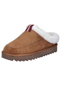 Rieker, Unisex, Pl&uuml;sch Hausschuhe Pantoffel, Wohlf&uuml;hlschuh, Homeslipper mit trendiger Plateausohle, nussbraun, sanftes wei&szlig;, 36, Hausschuh zum 