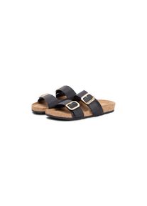 Tommy Hilfiger, Unisex, Pantolette &raquo;TH CLASSIC CORK SANDAL LEATHER&laquo; Sommerschuh, Schlupfschuh, Flat mit Logoemblem, schwarz, 39, Klassische Pantolette