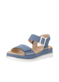 Remonte, Unisex, Plateausandaletten Sommerschuh, Keilsandale mit praktischen Klettverschl&uuml;ssen, jeansblau, 42, Sandalette mit dekorativer 