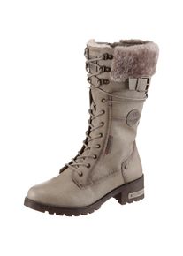 Mustang Shoes, Unisex, Winterstiefel &raquo;Haukea&laquo; Snowboots, Winterstiefel mit TEX-Membrane, beige, 39, Normalschaft, Modischer Stiefel mit Schn&uuml;rung und 