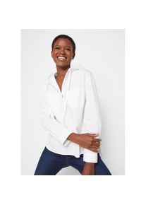 bonprix, Unisex, bonprix Tunika 1 mit Kapuze, l&auml;ssig geschnitten, mit langem Arm, wei&szlig;, 48, Reine Baumwolle sorgt f&uuml;r angenehmen Tragekomfort