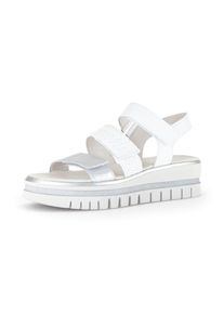 Gabor, Unisex, Keilsandalette Plateau, Riemchensandale, Sommerschuh mit Kontrastbesatz, wei&szlig;, silberfarben, 36, Sandalette mit 3 praktischen 