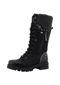 Mustang Shoes, Unisex, Winterstiefel &raquo;Darleen&laquo; Schn&uuml;rstiefel mit Reissverschluss, schwarz, 41, Normalschaft, Modischer Stiefel mit Textilkragen am 