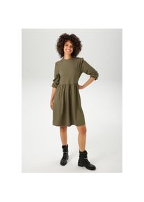 Aniston Casual, Unisex, Aniston CASUAL Jerseykleid aus strukturierter, elastischer Crep&eacute;-Qualit&auml;t, oliv, 42, N-Gr, Kleid mit Gummizug an den langen 