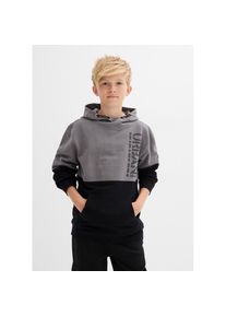 bonprix, Unisex, bonprix Hoodie &raquo;Hoodie aus reiner Baumwolle&laquo;, normale Passform, modernes Colorblocking-Design, aus Baumwolle, rauchgrau, schwarz 