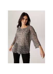 Aniston Selected, Unisex, Aniston SELECTED Schlupfbluse im modischen Animal-Print, beige, schwarz, camel, 38, Bluse aus leicht transparentem Chiffon
