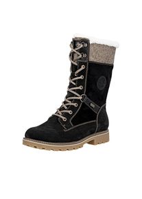 Remonte, Unisex, Winterstiefel Schn&uuml;rboots, Stiefelette mit wasserabweisender Tex-Ausstattung, schwarz, beige, 43, Mit kurzem Schaft und Textilbesatz 