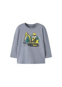 name it, Unisex, Langarmshirt &raquo;NMMVAGNO LS LOOSE TOP&laquo; Baumwolle, regular fit, tradewinds print:excavator badger, 104, Shirt von name it f&uuml;r Unisex