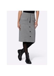 Heine, Unisex, Heine Strickrock, grau, meliert, 44, Rundum-Dehnbund mit Tunnelzug und Bindeband