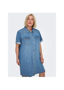 Only Carmakoma, Unisex, Only CARMAKOMA Jeanskleid &raquo;CARLISA S/S DNM DRESS GUA NOOS&laquo; Brusttaschen Baumwollmischung, regular fit, medium blau denim, 46, 