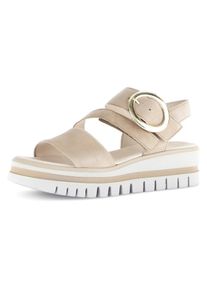 Gabor, Unisex, Keilsandalette , Plateau, Riemchensandale mit Keilabsatz, beige, 40, Sandalette mit grosser Zierschliesse auf dem Klettverschluss