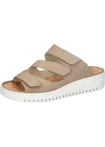 Waldl&auml;ufer Waldl&auml;ufer, Unisex, Pantolette &raquo;H-WILLOW&laquo; Sommerschuh, Hausschuh, Keilabsatz, mit Korkfussbett, H-Weite, beige, 4,5 (37,5), Pantolette mit drei 