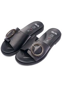 Ara, Unisex, Pantolette &raquo;ELBA&laquo; Sommerschuh, Schlupfschuh mit Zierschnalle, in Weite G (= weit), schwarz, 37, Pantolette mit grosser Schliesse auf dem 