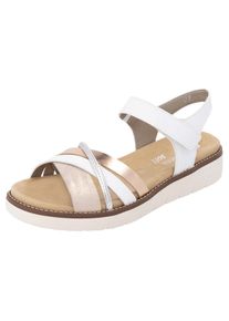 Remonte, Unisex, Riemchensandale , Keilabsatz, Sommerschuh, Sandalette mit herausnehmbarer Softeinlage, wei&szlig;, ros&eacute;goldfarben, 42, Modische Sandale in 