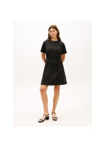 Tommy Hilfiger, Unisex, Shirtkleid &raquo;INTERLOCK T-SHIRT SHORT SLEEVE DRESS&laquo; mit Bindeg&uuml;rtel, knielang, schwarz, M (40), N-Gr, Shirtkleid von Tommy 