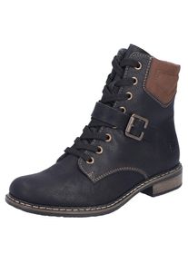 Rieker, Unisex, Schn&uuml;rstiefelette Schn&uuml;rboots, Stiefelette, Blockabsatz, mit gepolstertem Schaftrand, schwarz, cognac, 36, Schn&uuml;rstiefelette mit 