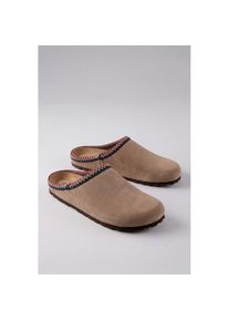 Aniston Shoes, Unisex, Aniston SHOES Clog Schlupfschuh, Hausschuh mit farbenfroher Ziernaht - NEUE KOLLEKTION, hellbraun, 39, Klassischer Hausschuh 